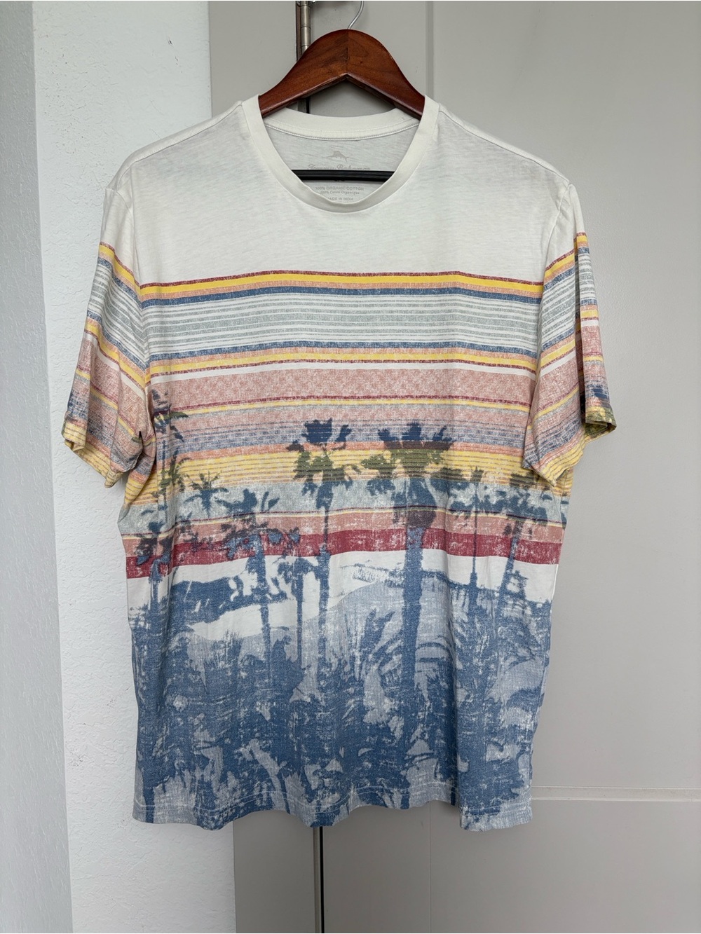 TOMMY BAHAMA BOARDWALK BEACH GRAPHIC ORGANIC COTTON TSHIRT MENS LARGE